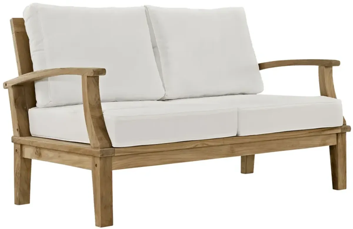 Modway - Marina Outdoor Patio Teak Loveseat Natural White