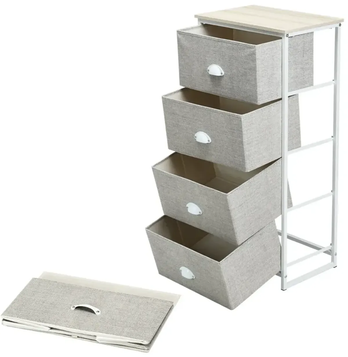 Chest Storage Tower Side Table Display Storage with 4 Drawers