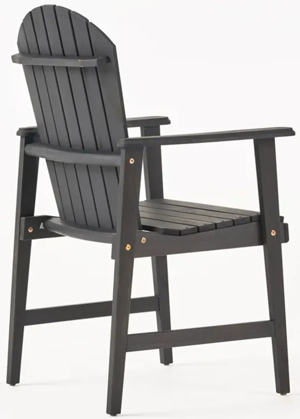 Pima Outdoor Dining Chair Set of 2, Adirondack Dark Gray Acacia Wood - Benzara