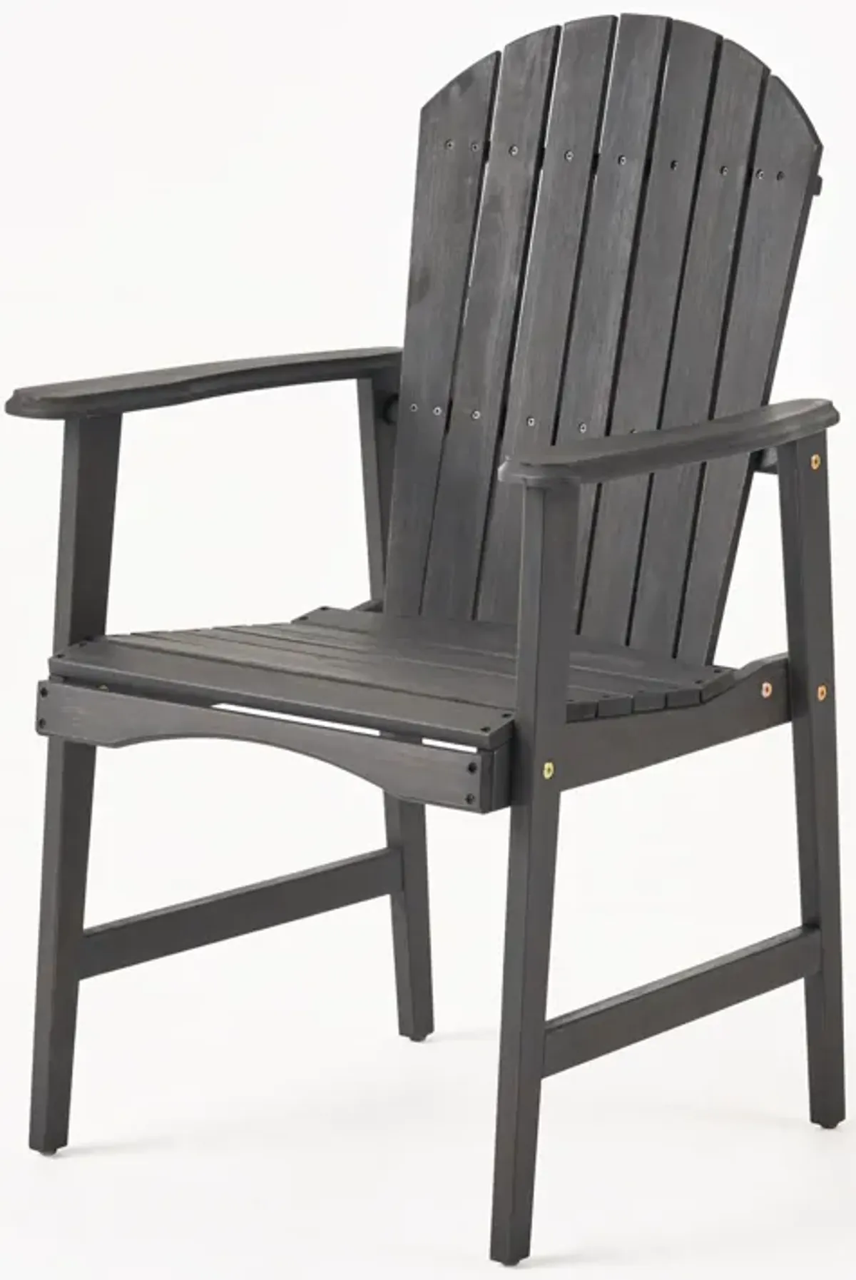 Pima Outdoor Dining Chair Set of 2, Adirondack Dark Gray Acacia Wood - Benzara