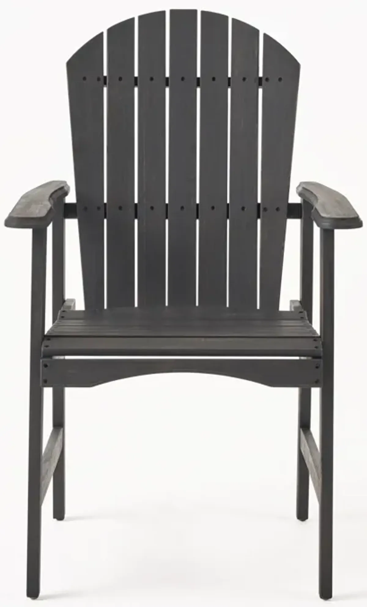 Pima Outdoor Dining Chair Set of 2, Adirondack Dark Gray Acacia Wood - Benzara