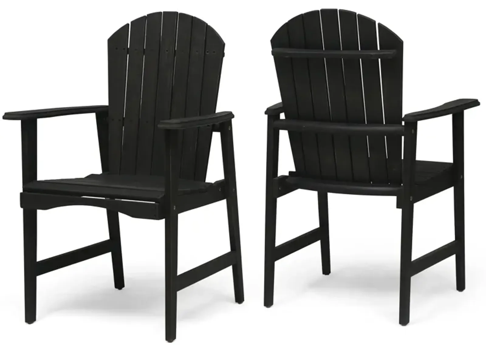 Pima Outdoor Dining Chair Set of 2, Adirondack Dark Gray Acacia Wood - Benzara