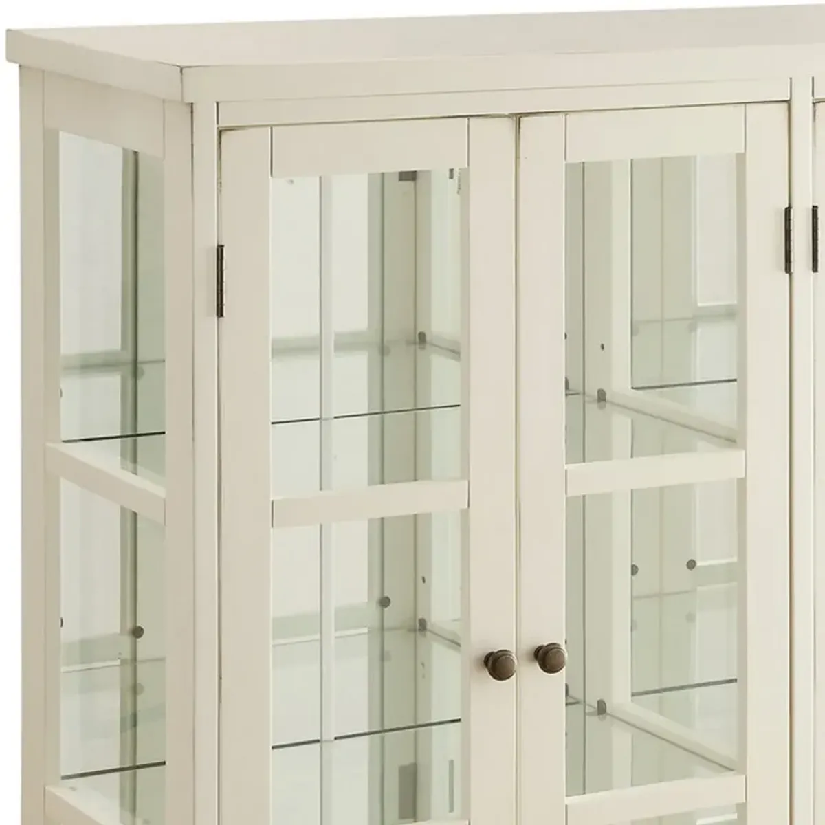 Transitional Style Wooden Accent Display Cabinet , White-Benzara
