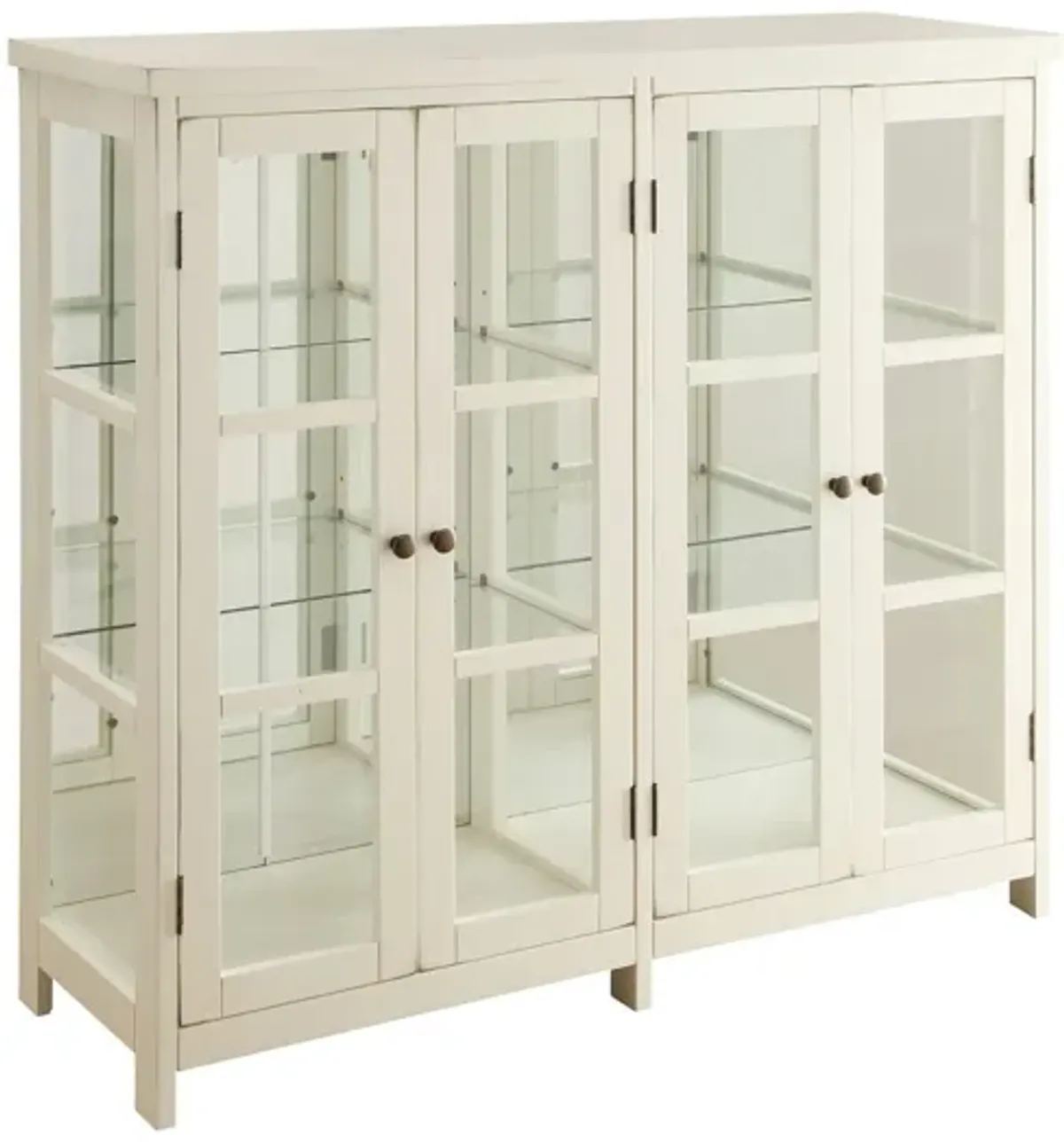 Transitional Style Wooden Accent Display Cabinet , White-Benzara