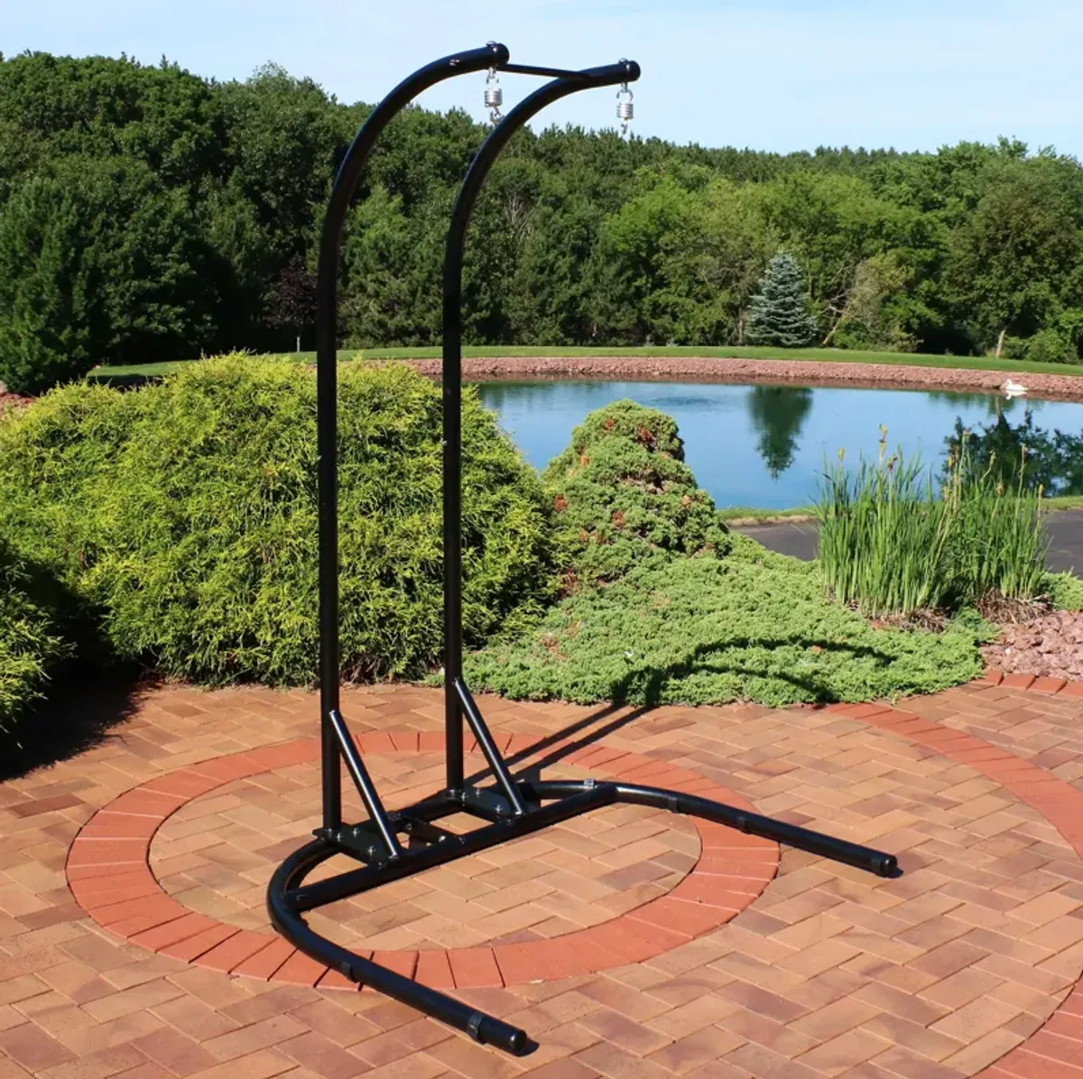 Sunnydaze U-Base Deluxe Powder-Coated Steel Hanging Chair Stand - 76 in