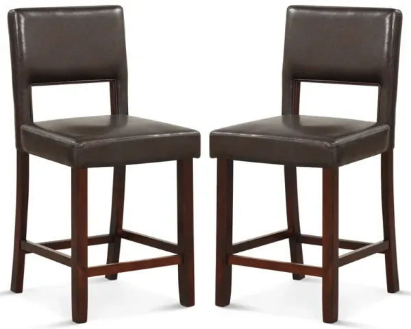 2 Piece Bar Chair Set with Hollowed Back and Rubber Wood Legs