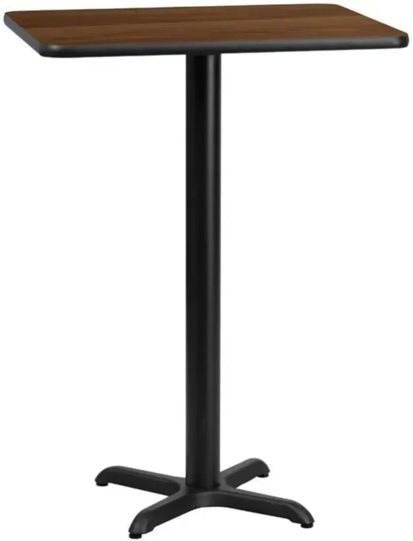 Flash Furniture Stiles 24'' x 30'' Rectangular Walnut Laminate Table Top with 22'' x 22'' Bar Height Table Base