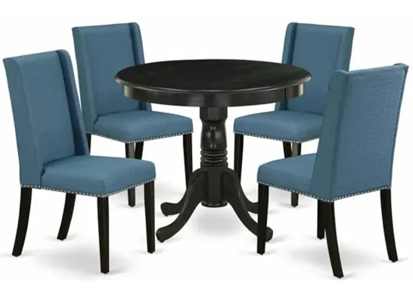 Dining Room Set Wirebrushed Black, ANFL5-ABK-21