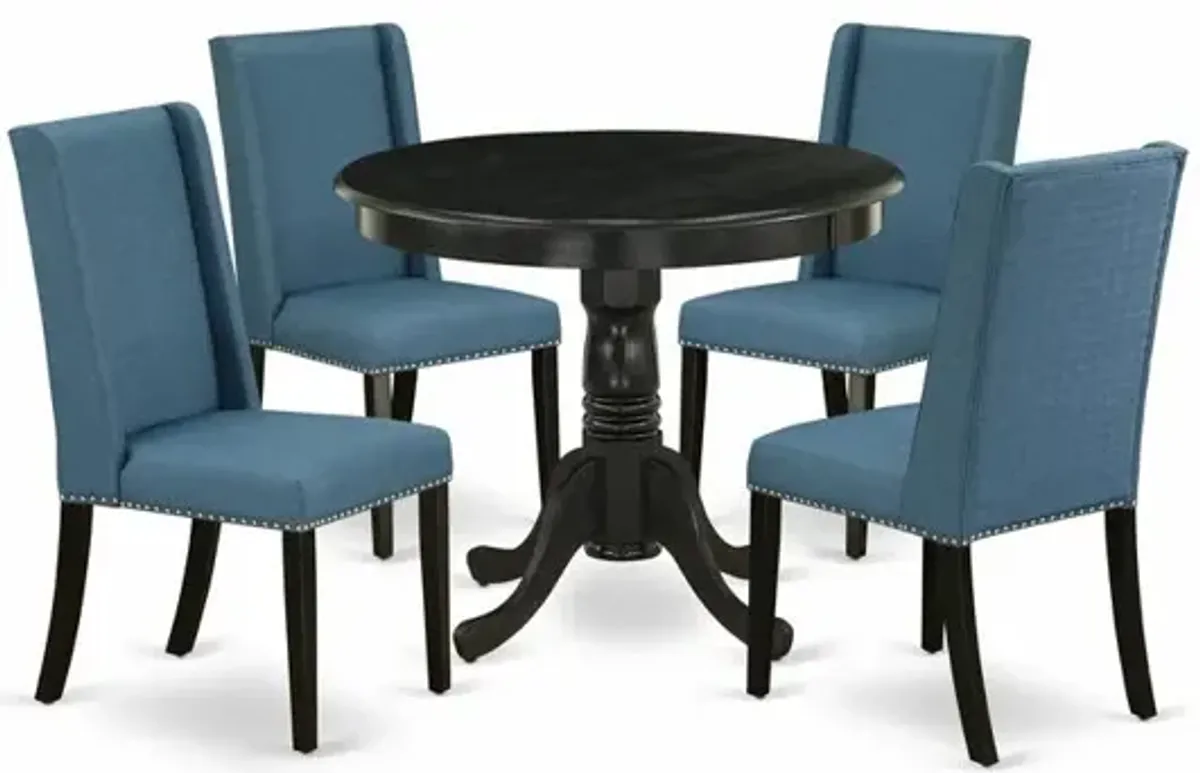 Dining Room Set Wirebrushed Black, ANFL5-ABK-21