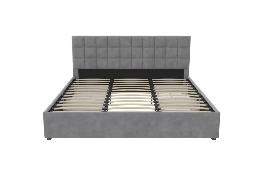 CosmoLiving Serena Upholstered Bed with Drawers, Bedroom Storage