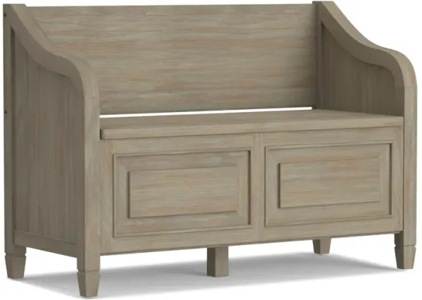 Connaught SOLID WOOD 42 inch Wide Traditional Entryway Storage Bench in Distressed Grey