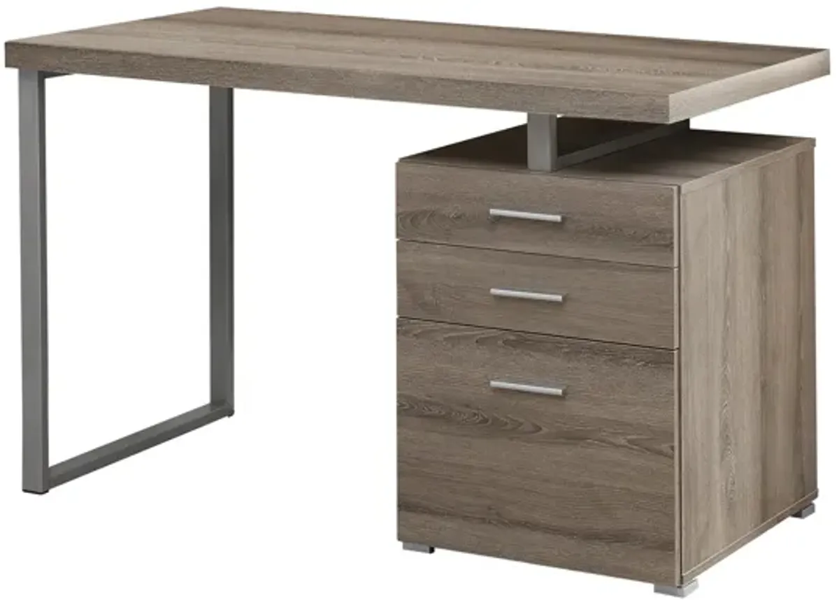 Monarch Specialties Computer Desk, Home Office, Laptop, Left, Right Set-Up, Storage Drawers, 48"L, Work, Metal, Laminate, Brown, Grey, Contemporary, Modern