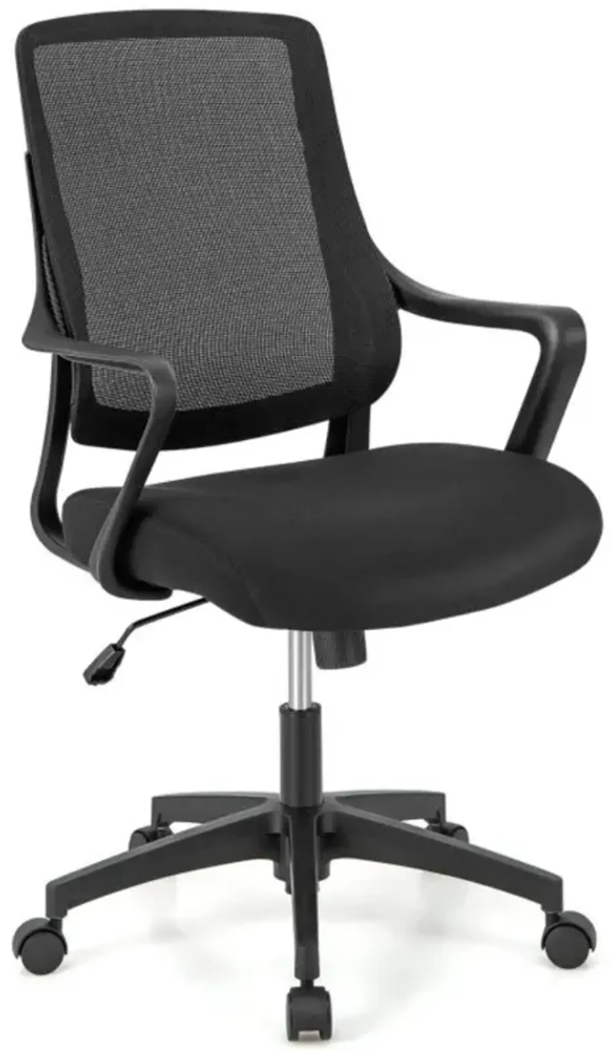 Hivvago Modern Breathable Mesh Chair with Curved Backrest and Armrest-Black