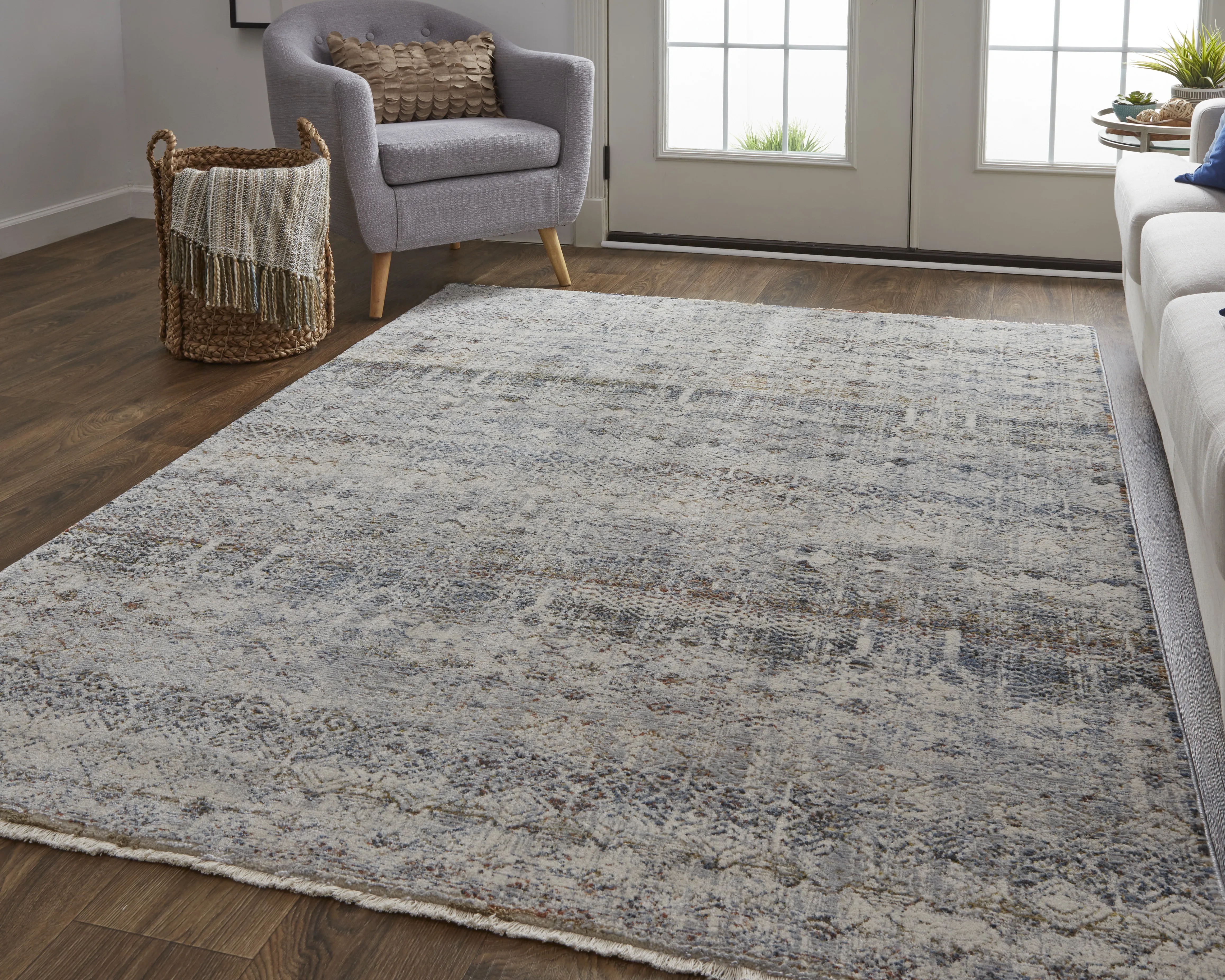 Kaia 39GLF Tan/Ivory/Blue 2' x 3' Rug