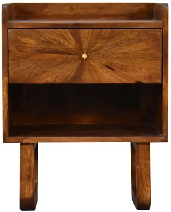 U-Chestnut Sunrise Bedside with Open Slot
