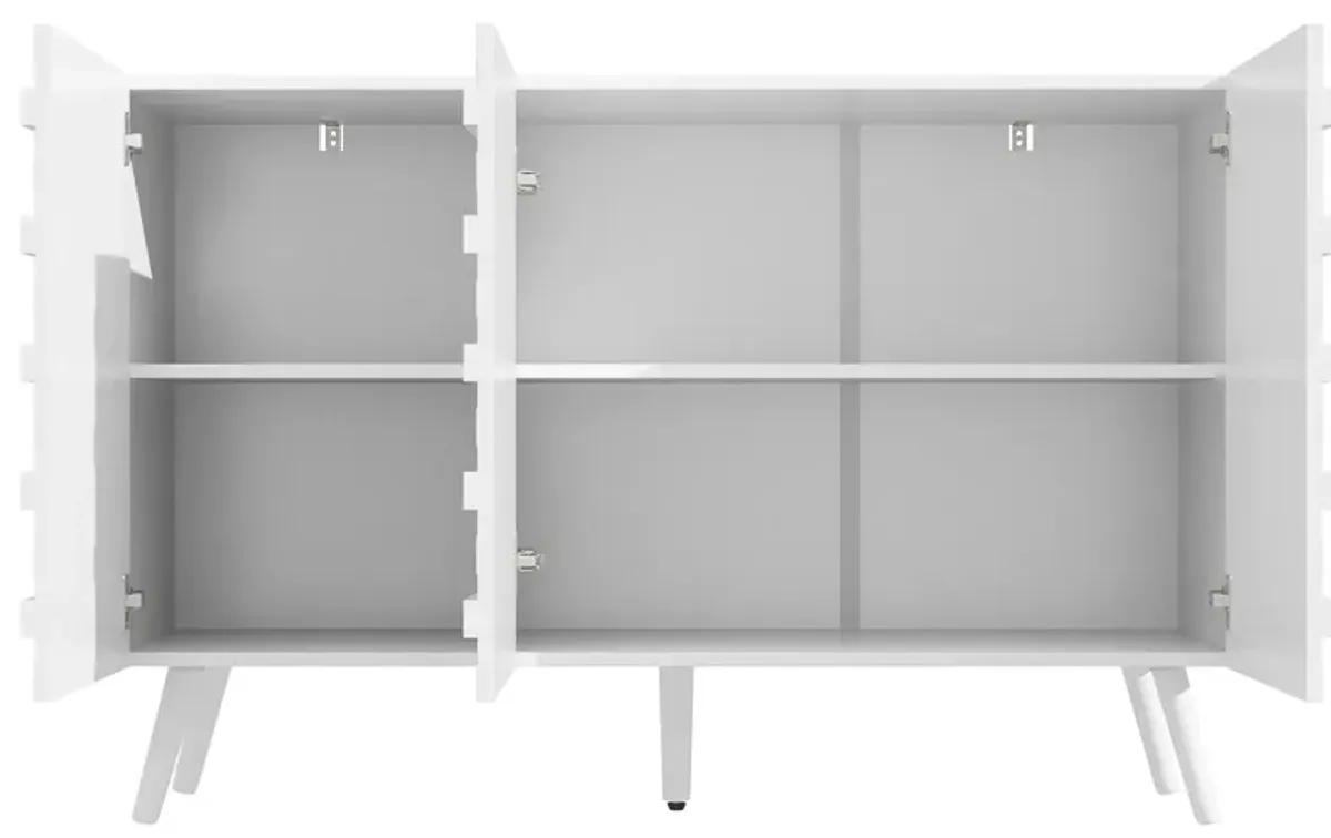 FUFU&GAGA Modern Storage Cabinet with 2 Adjustable Shelves, Solid Wood Legs & Embossed Laminate Finish