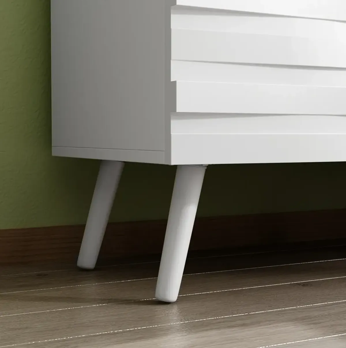 FUFU&GAGA Modern Storage Cabinet with 2 Adjustable Shelves, Solid Wood Legs & Embossed Laminate Finish