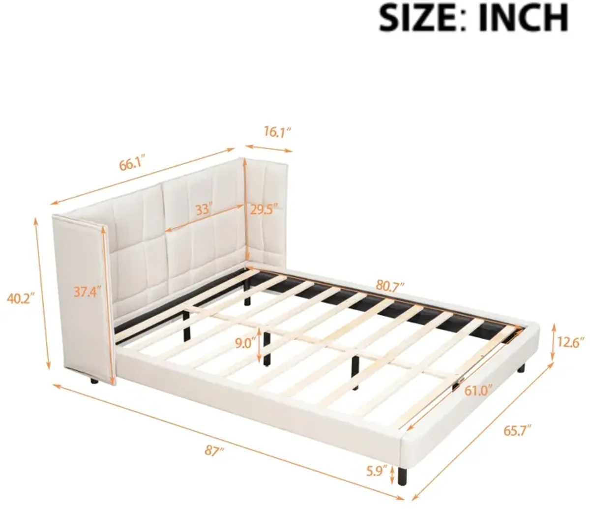 Merax U-Shaped Headboard  Platform Bed with LED Lights