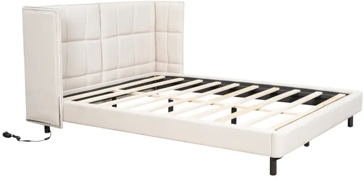 Merax U-Shaped Headboard  Platform Bed with LED Lights