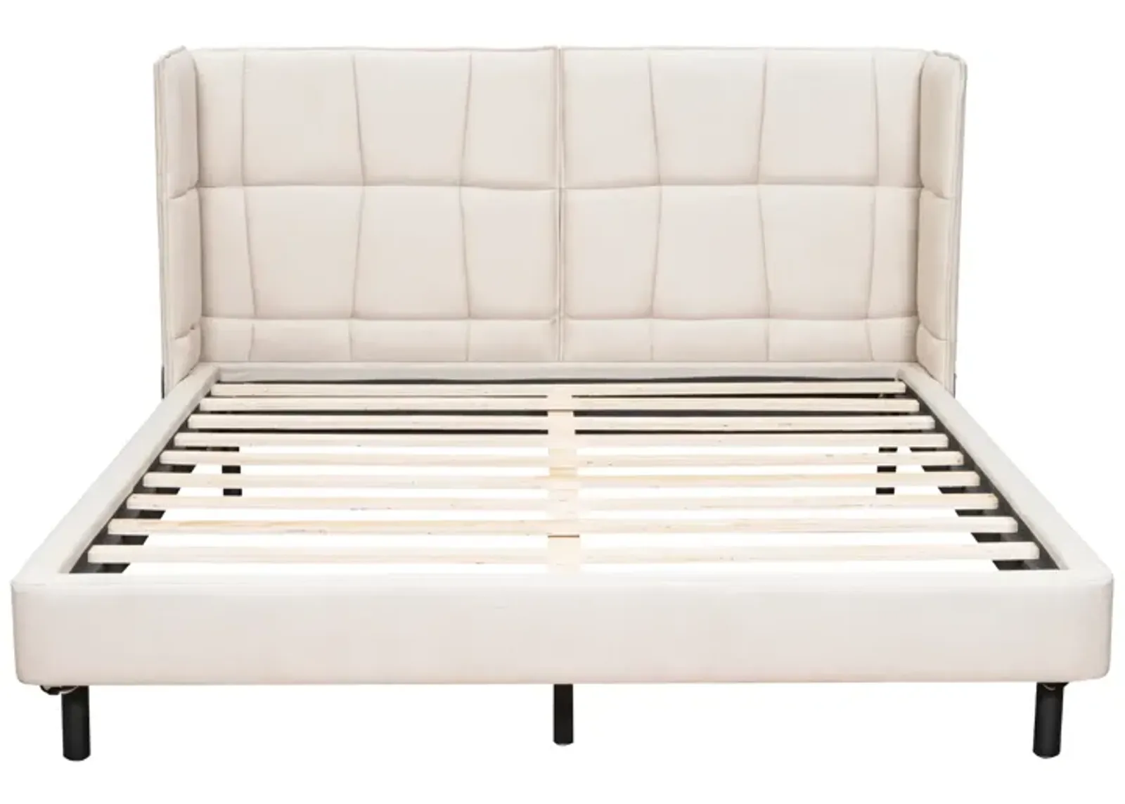 Merax U-Shaped Headboard  Platform Bed with LED Lights