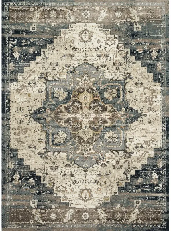 James JAE05 Taupe/Marine 5'3" x 7'8" Rug by Magnolia Home by Joanna Gaines x Loloi
