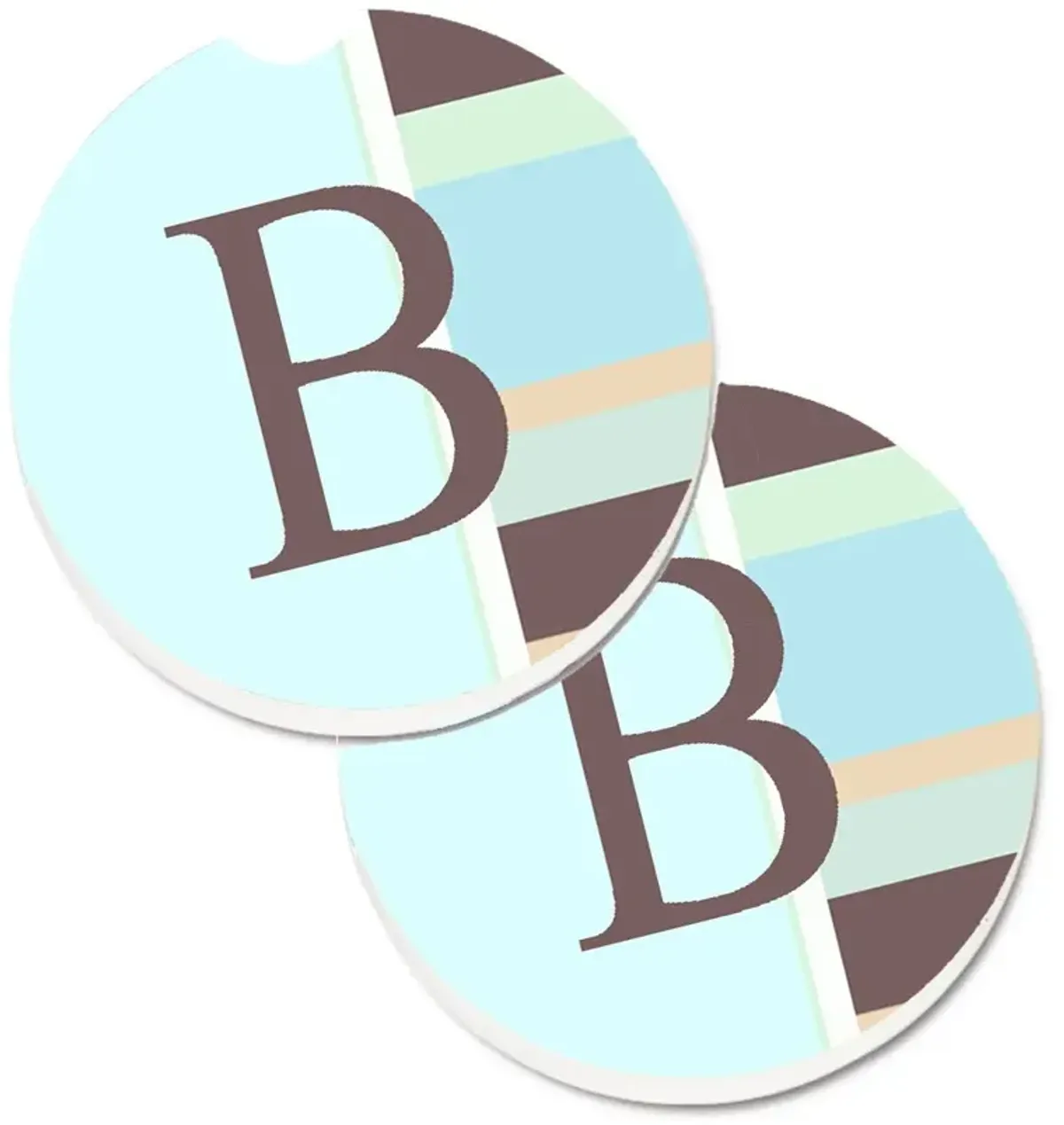 Caroline's Treasures Letter B Initial Monogram - Blue Stripes Set of 2 Cup Holder Car Coasters CJ1003-BCARC, 2.56, Multicolor