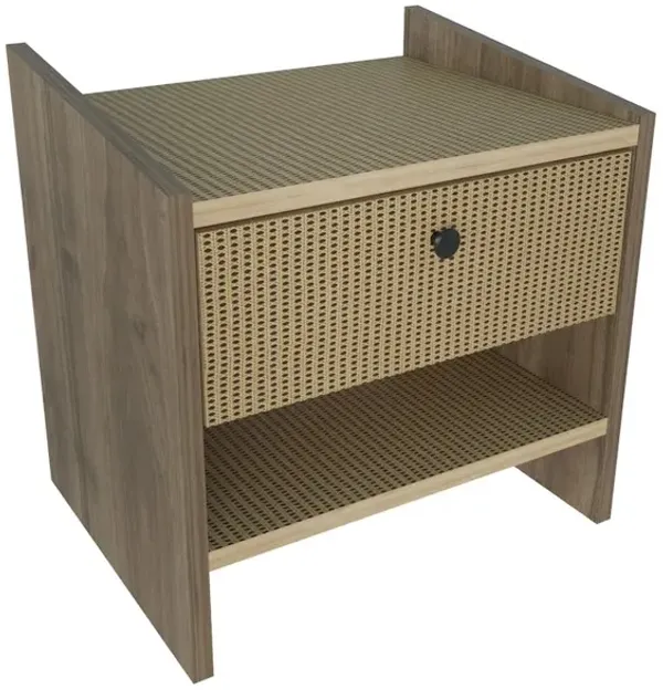 Decorotika Berlin Nightstand Oud Oak Rattan Pattern