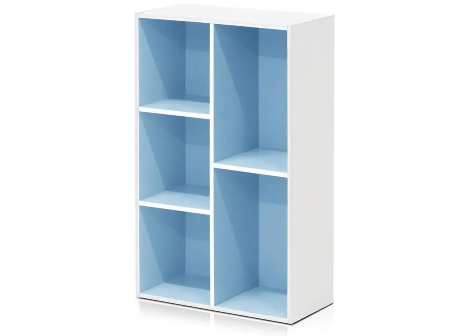 Furinno 5-Cube Reversible Open Shelf, White/Light Blue 11069WH/LBL