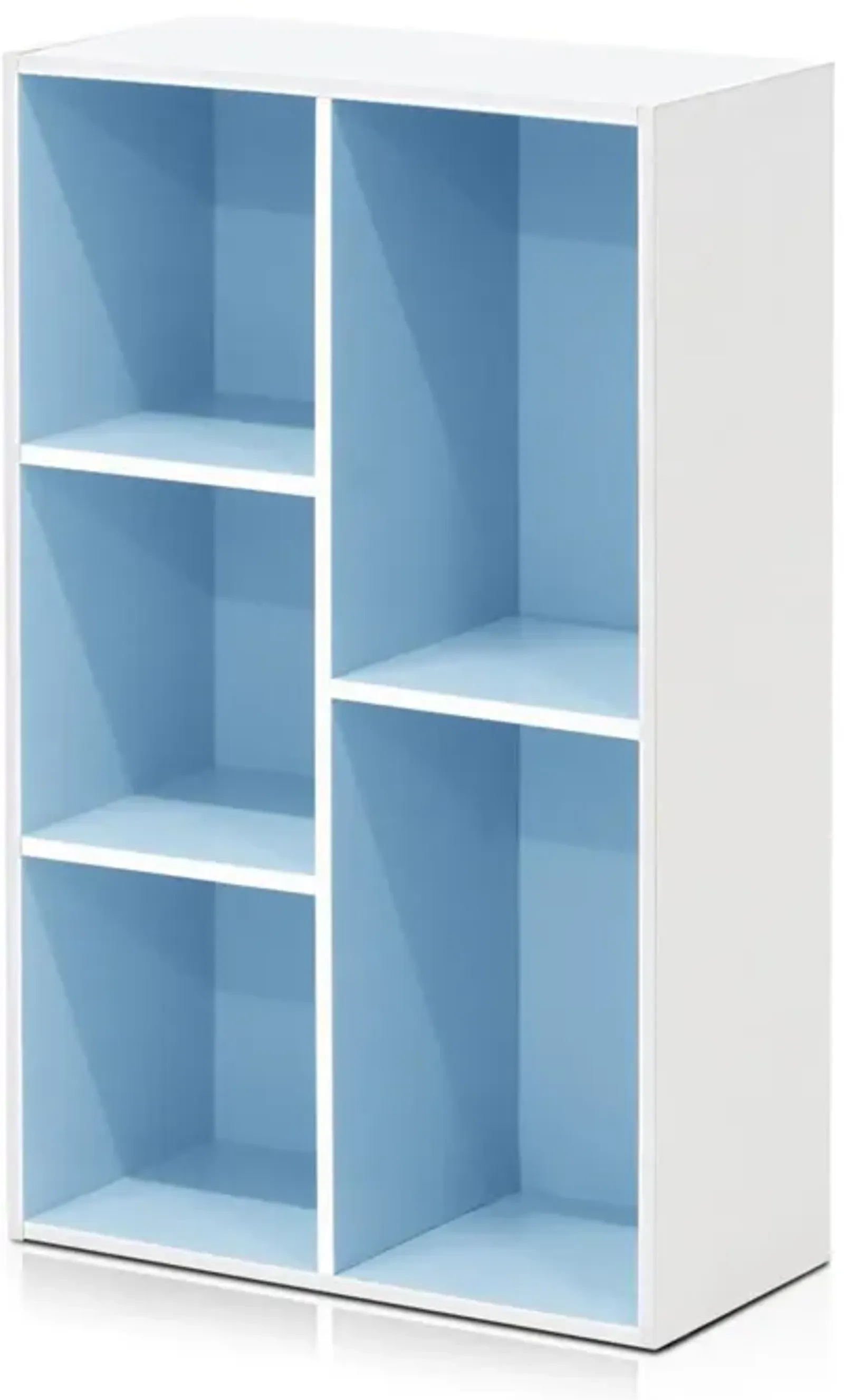 Furinno 5-Cube Reversible Open Shelf, White/Light Blue 11069WH/LBL