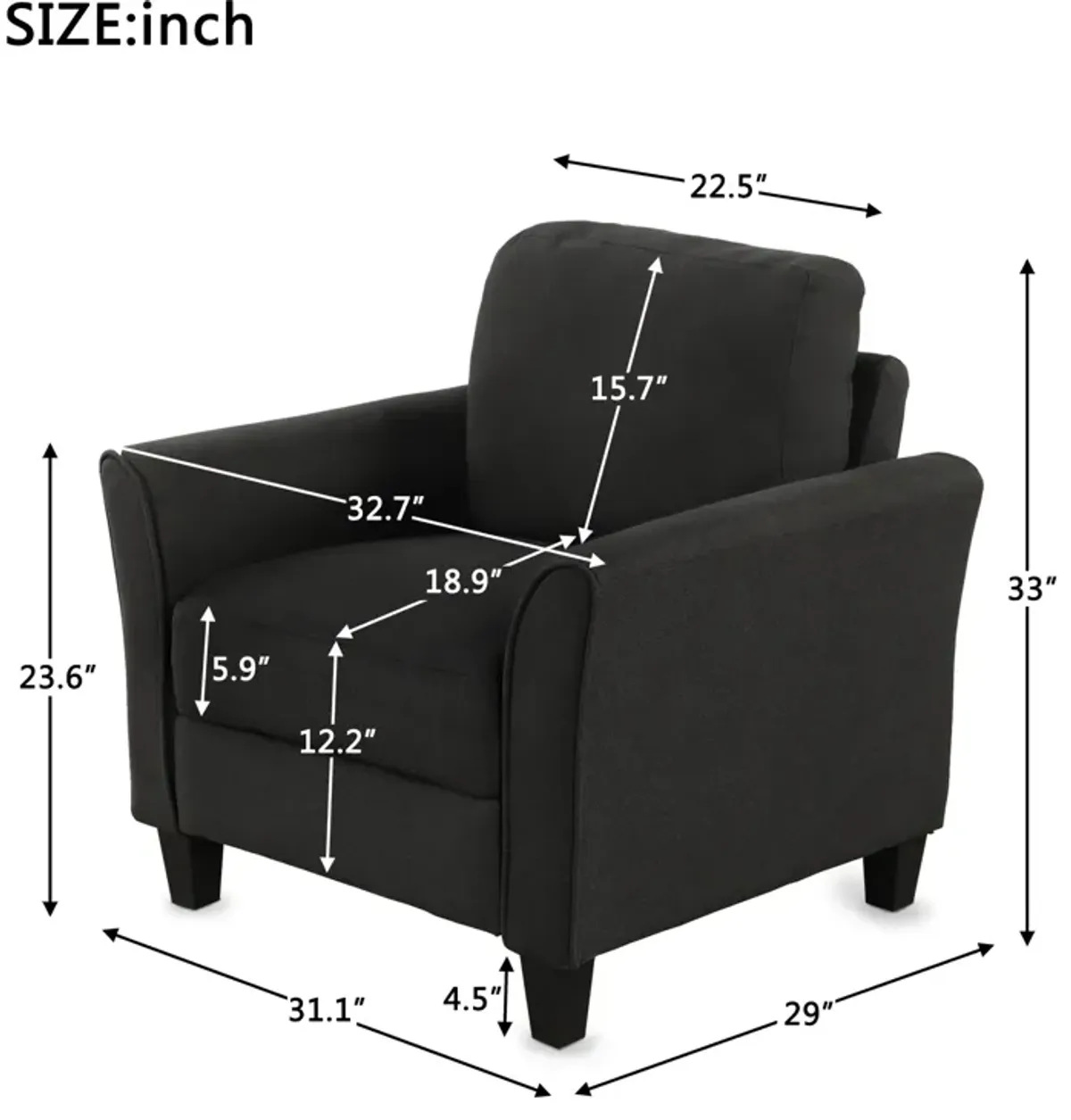 Merax Living Room Furniture Armrest Single Sofa