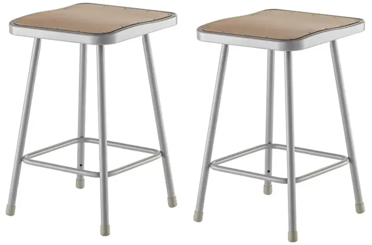 NPS® 24" Heavy Duty Square Seat Steel Stool, Grey