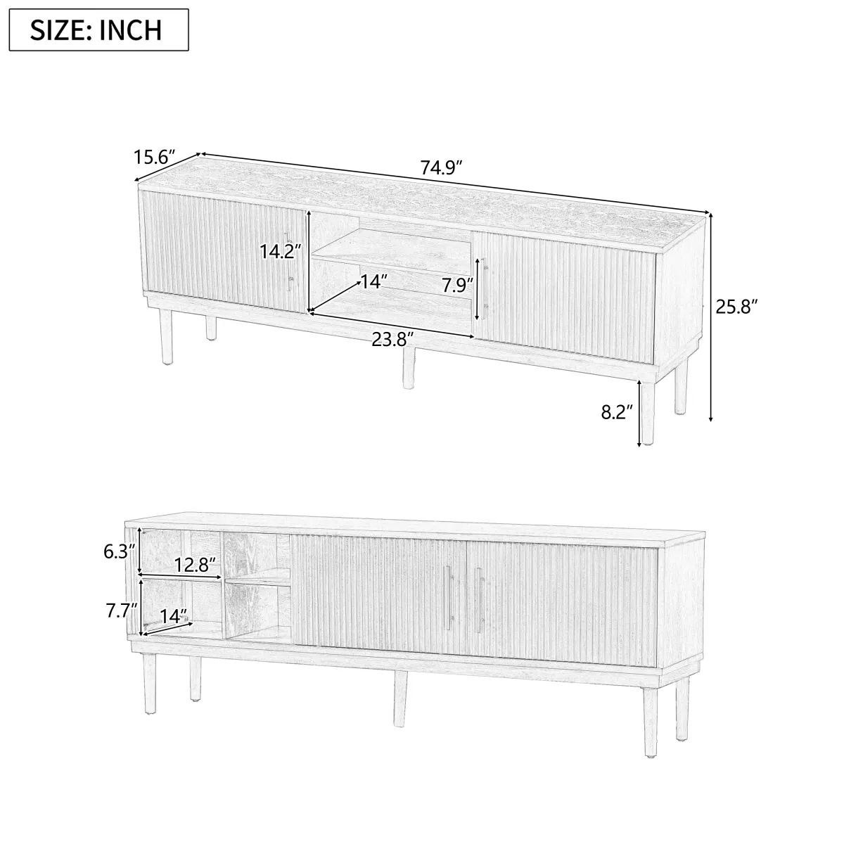 Merax Side Cabinet TV Stand with Sliding Doors