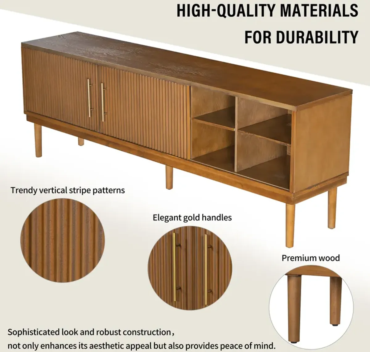Merax Side Cabinet TV Stand with Sliding Doors