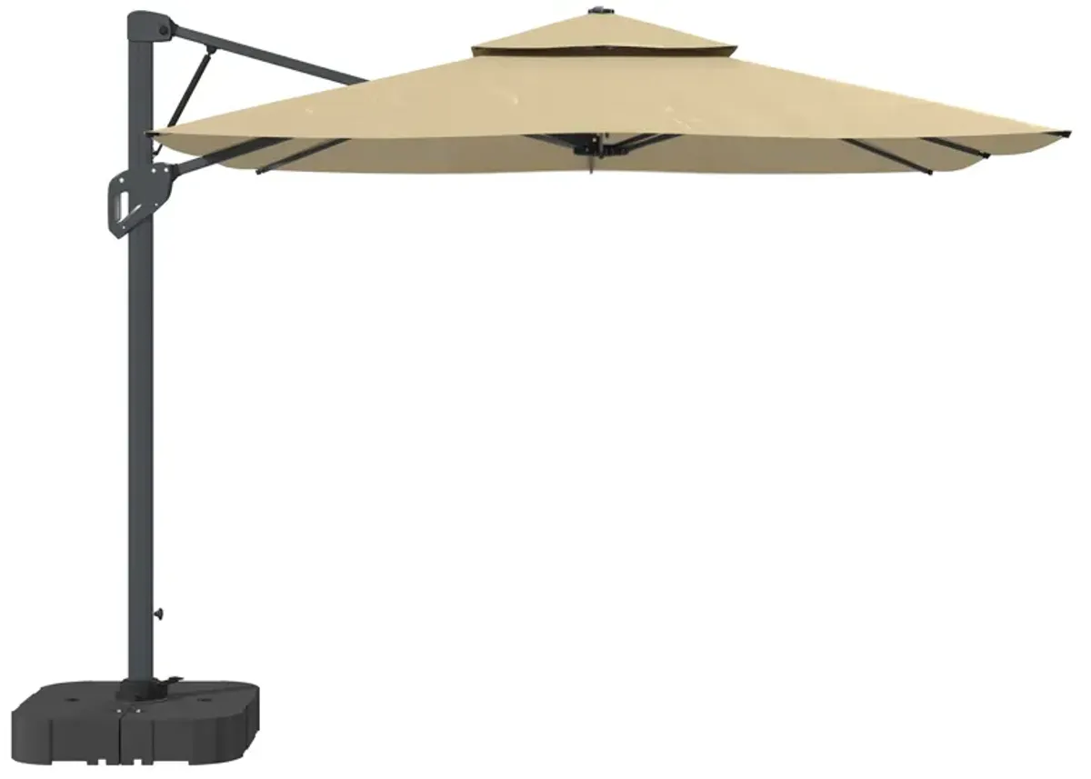 MONDAWE 10ft Square Offset Cantilever Outdoor Patio Umbrella with Included Base