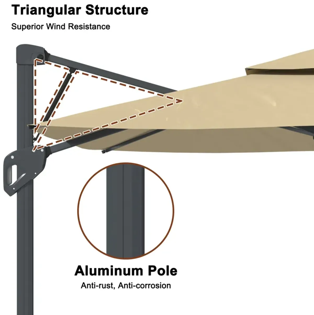 MONDAWE 10ft Square Offset Cantilever Outdoor Patio Umbrella with Included Base