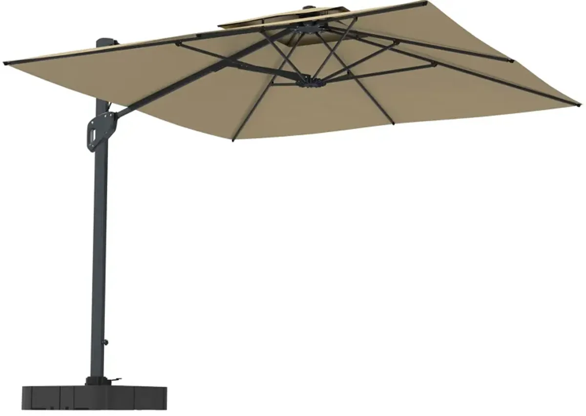 MONDAWE 10ft Square Offset Cantilever Outdoor Patio Umbrella with Included Base