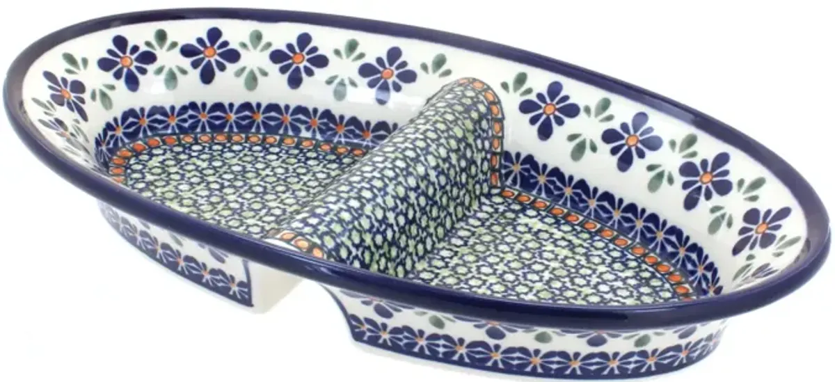 Blue Rose Polish Pottery Nature Divided Dish