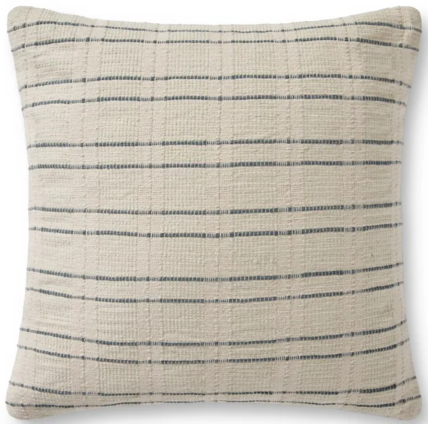 Belmont PAL0006 Cream / Blue 22"x22" Down Pillow by Amber Lewis x Loloi