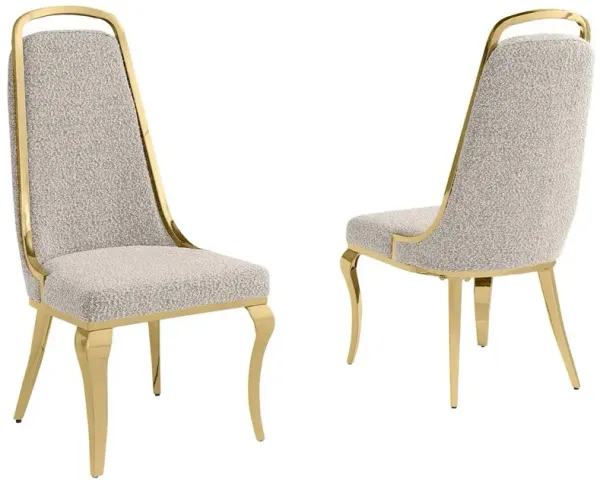 Best Quality Furniture Gray Boucle Side Chairs With Gold Base (Set Of 2)