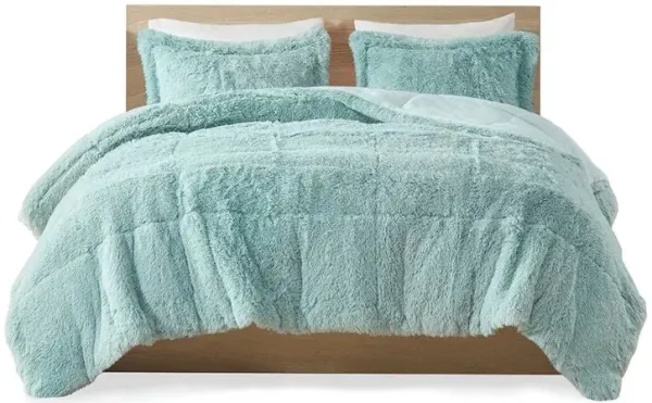 Hivvago King/CAL King Soft Sherpa Faux Fur 3 Piece Comforter Set in Light