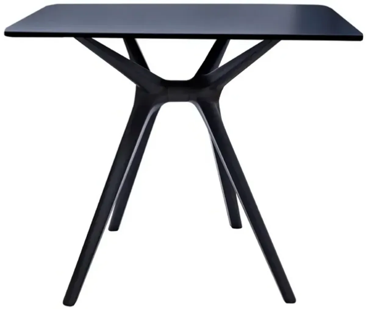 Filia 29 Inch Outdoor Dining Table, Rectangular Top, Tapered Legs, Black - Benzara