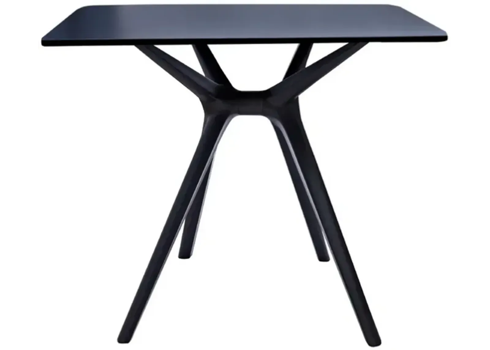 Filia 29 Inch Outdoor Dining Table, Rectangular Top, Tapered Legs, Black - Benzara