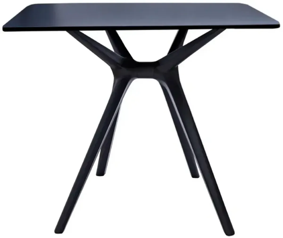 Filia 29 Inch Outdoor Dining Table, Rectangular Top, Tapered Legs, Black - Benzara