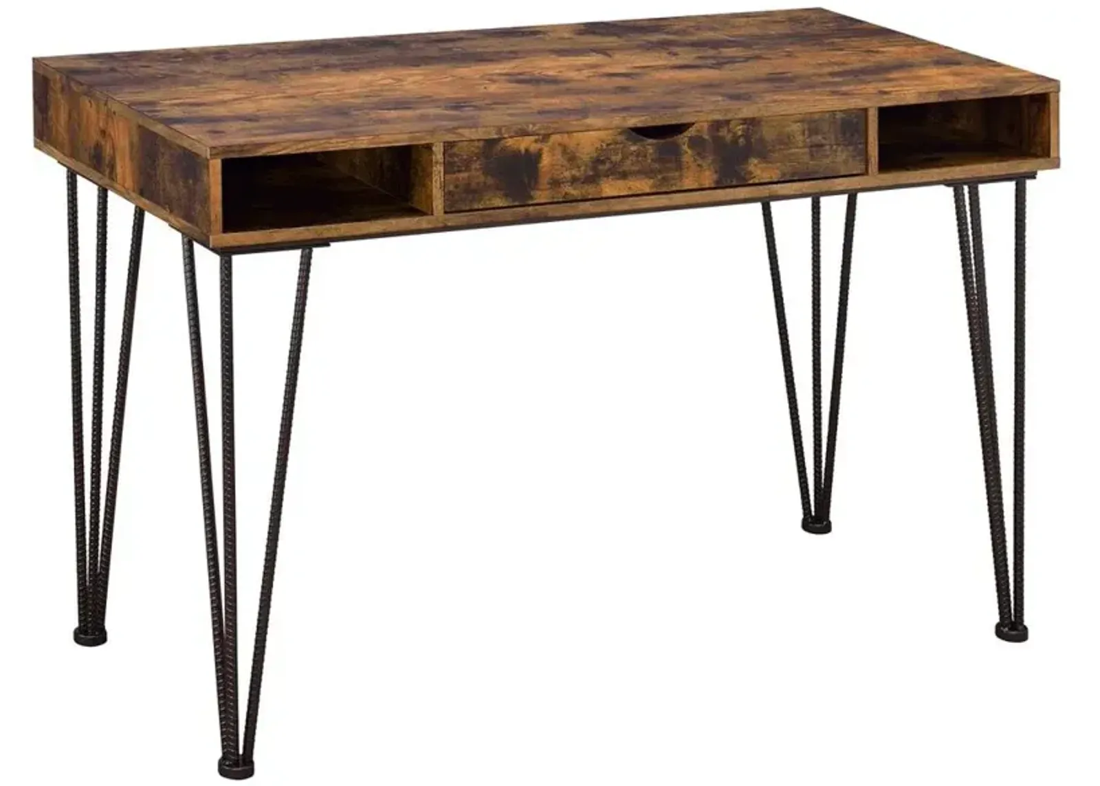 Olvera 1-drawer Writing Desk Antique Nutmeg and Dark Bronze