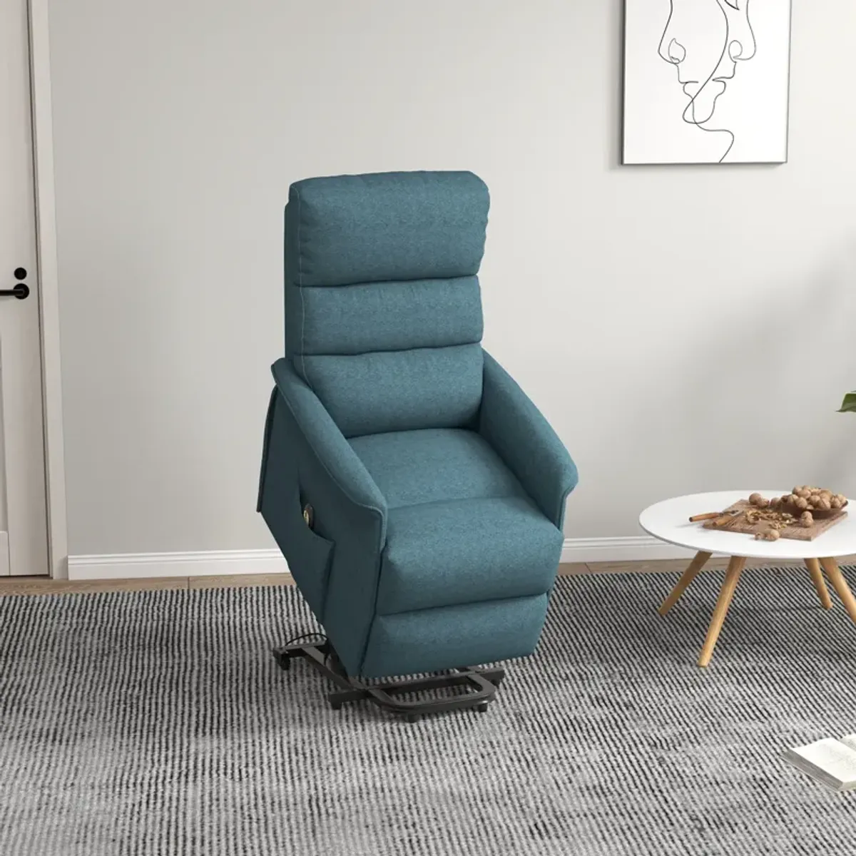 Power Lift Chair for Cozy Seekers, Electric Lift Recliner Chair with Remote Control, Side Pockets for Living Room, Blue