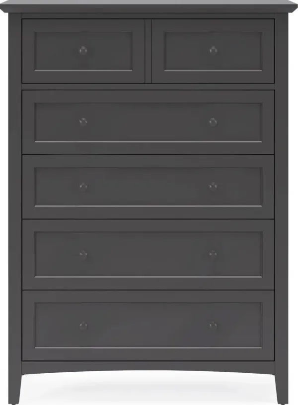 Grace Five Drawer Chest in Raven Black
