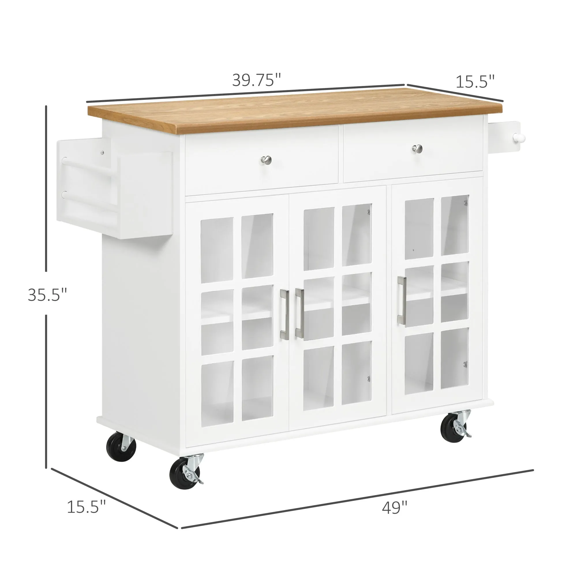 Versatile Kitchen Helper: Rolling Island with Storage & Racks