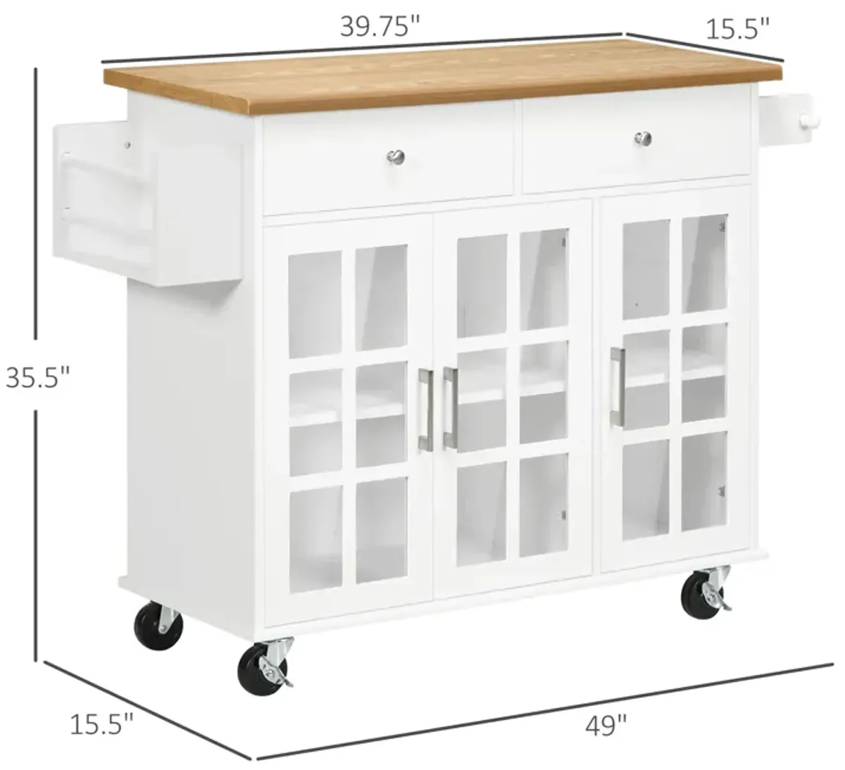 Versatile Kitchen Helper: Rolling Island with Storage & Racks