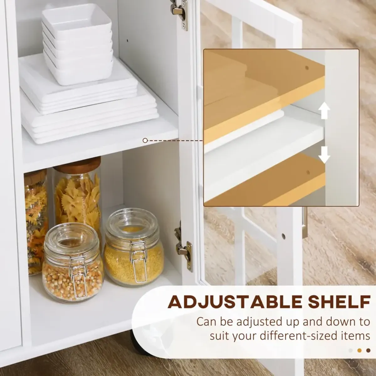 Versatile Kitchen Helper: Rolling Island with Storage & Racks