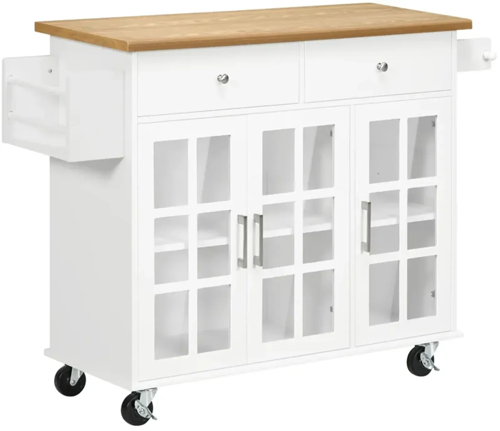 Versatile Kitchen Helper: Rolling Island with Storage & Racks